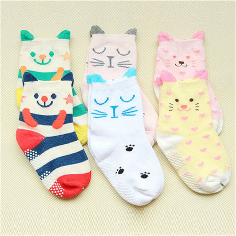 Non Slip Baby Socks Cotton Fabric (2 pairs)